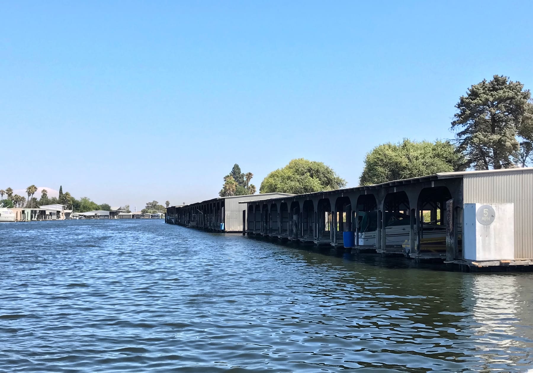 The covered berths seen from the water