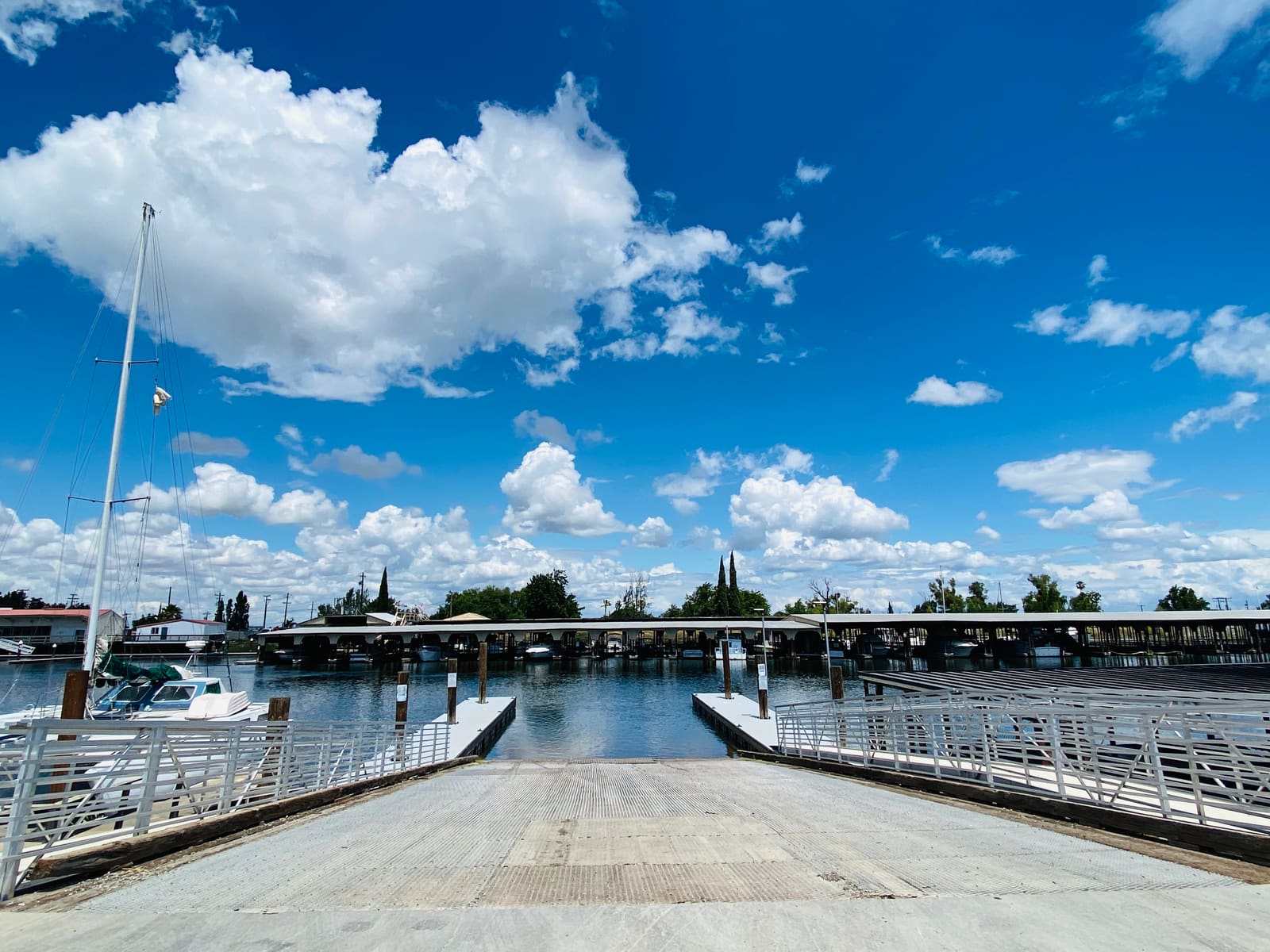 The public launch ramp at Sunset Harbor, looking out across Dutch Slough on a clear day